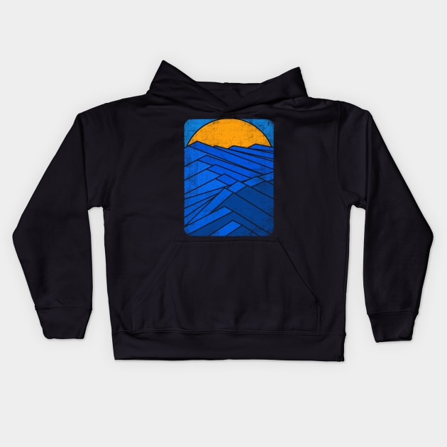 Sunrise with waves Kids Hoodie by bulografik